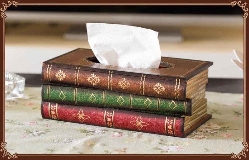 Tosnail Elegant Wooden Antique Book Tissue Holder Dispenser/Novelty Napkin Holder  10.75 x 6.5 x 4 Inches - Image 5